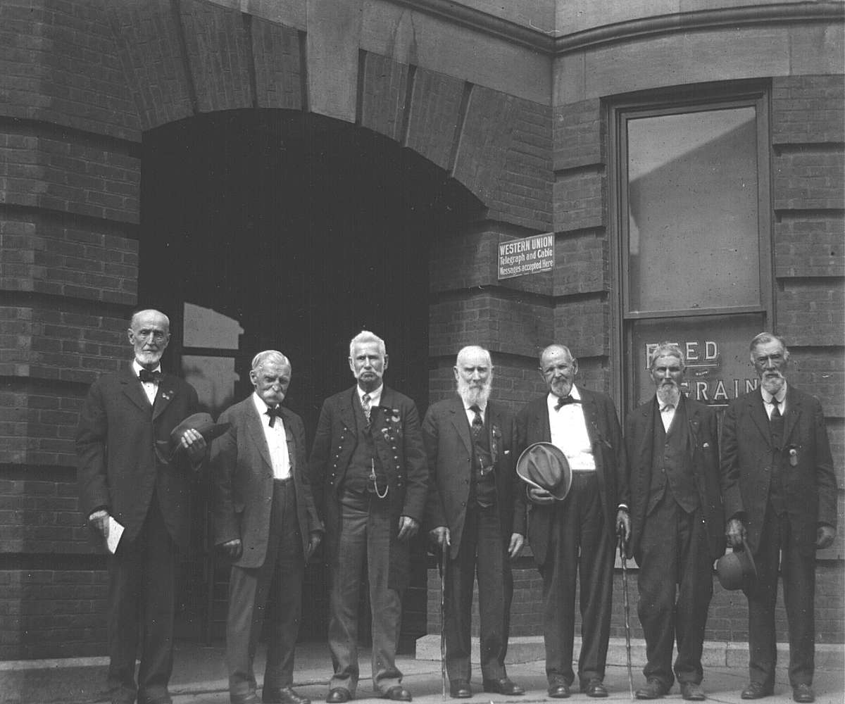 Our family history researcher's ancestor is shown at a 1926 reunion of Civil War  veterans from his fighting group 