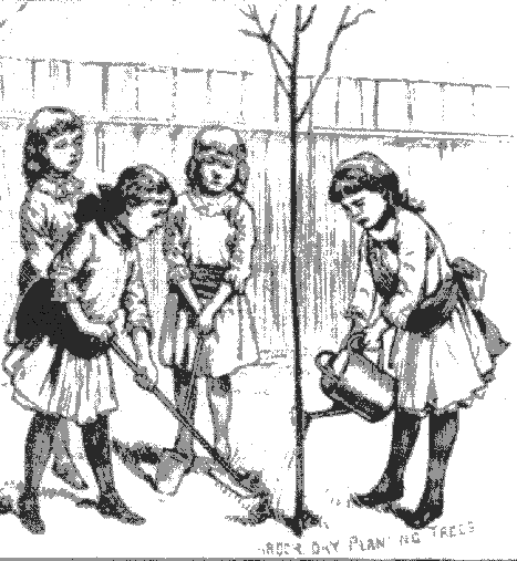 In an 1882 illustration, trees are planted for Arbor Day. CREDIT: Frank Leslie's Illustrated Newspaper