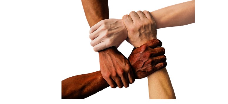 hands joining together as supposed in a genealogy society